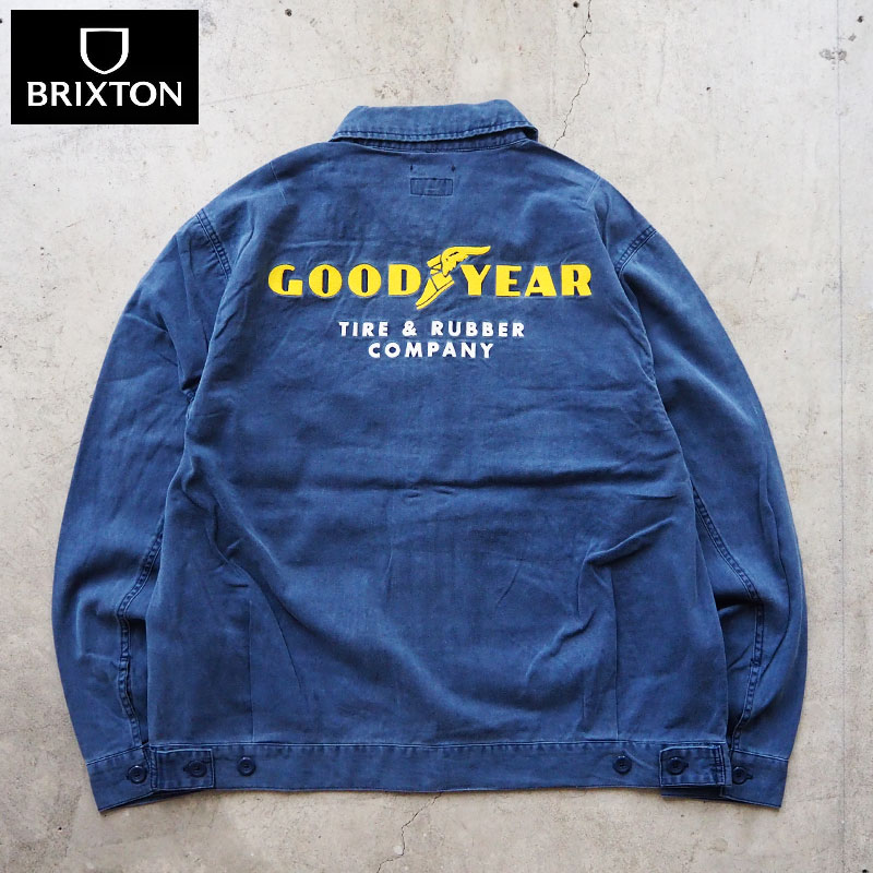 BRIXTON ブリクス米トン GOODYEAR グッドイヤー 上衣 共同研究 03493 メンズ 車宿り上衣 長袖 ジップアップ アウター 綿織物 表どおり アメカジ バイ鉄道車両 サーフ
