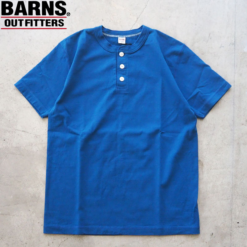 バーンズ Tシャツ BARNS 半袖 メンズ VINTAGE HENLEY NECK COZUN SST ヴィンテージ ヘンリーネックTシャツ BR-8146 24-4 ヘンリーネック 無地 半袖Tシャツ アウトフィッターズ outfitters ヘビーウエイト 肉厚 アメカジ 日本製 青