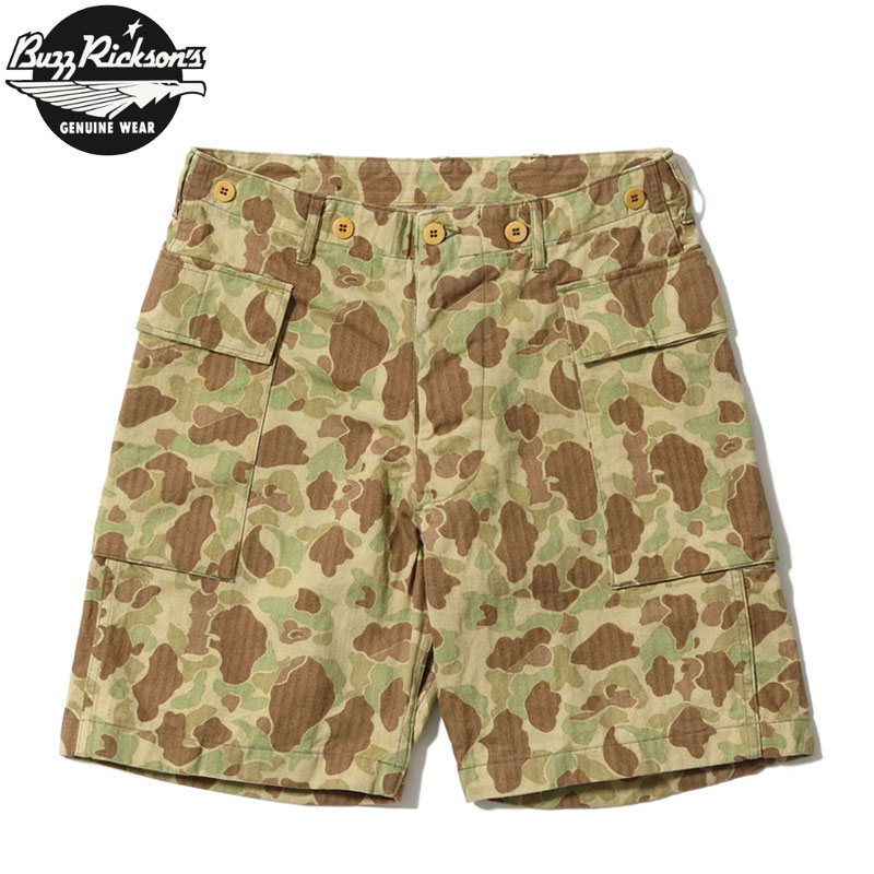 バズリクソンズ さる股引き BUZZ RICKSON\u0027S TROUSERS, HERRINGBONE TWILL CAMOUFLAGE SHORTS BR52660 メンズ 二分の一ズボン下 さる股引き アメカジ 積貨委託貨物 間鴨柄 遊撃手 二分の一 ズボン下 間鴨フラ 二分の一さる股引き バズリクソン オリエント会社組織 オリエント