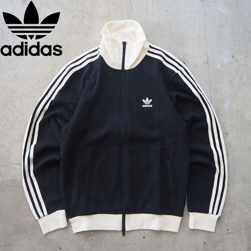 アディダス ジャケット adidas Originals アディカラー ワッフル クラシック トラックトップ ブラック C4608 JW0110 メンズ レディース トラックジャケット ジャージ風 スリーストライプス 3本ライン XL 2XL 3XL