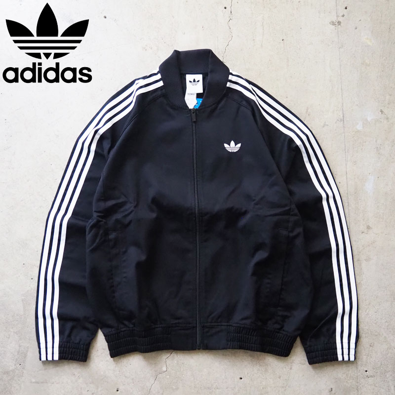 アディダス ジャケット adidas Originals ウーブン トラックトップ LA104-KR1371 メンズ レディース トラックジャケット コットン ブラック 黒 トレフォイルロゴ オリジナルス スリーストライプス 3本ライン XL 2XL ジャージ|GOOD HOLIDAY グッドホリデイ