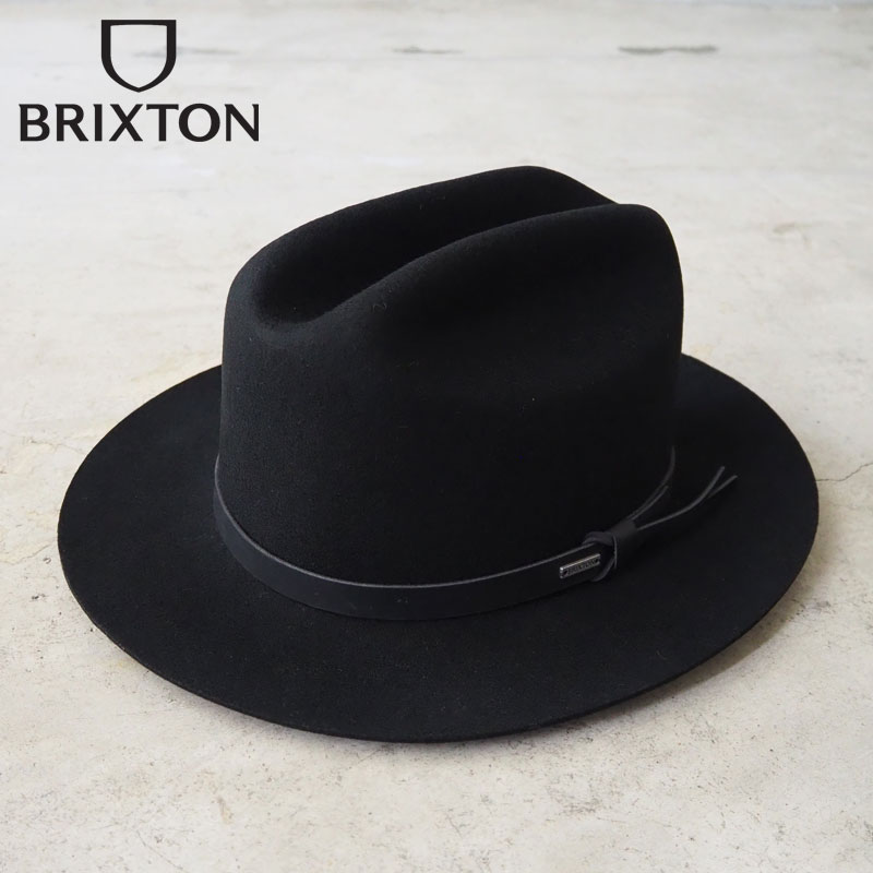 【希少】【BRIXTON】ブリクストン FEDORA HAT ハット　ウール Brixton/Swindle Hat（ブリクストン ウールフェルトハット）ブラック