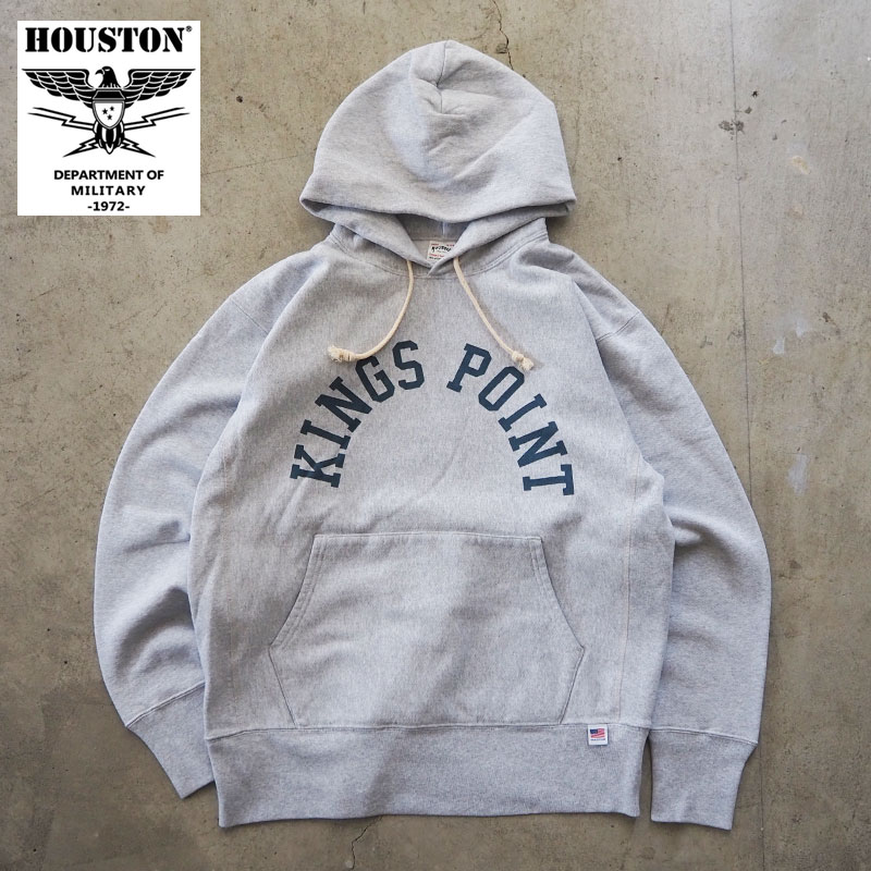 ヒューストン パーカー メンズ HOUSTON USAコットン スウェット フーディー 22325 プルオーバー KINGS POINT リバースウィーブ アメカジ グレー 長袖 ミリタリー シンプル 裏起毛 スウェットシャツ トレーナー｜GOOD HOLIDAY グッドホリデイ