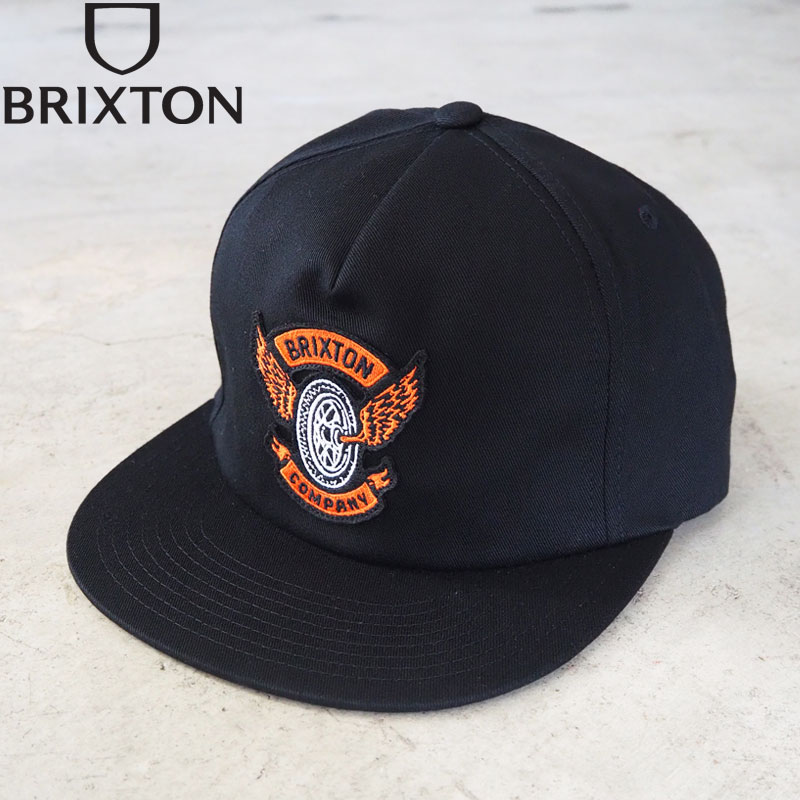 ブリクストン キャップ BRIXTON PAYSON HP SNPK 11917-BLACK メンズ レディース 帽子 ぼうし cap スナップバック サイズ調節可能 タイヤ ホイール 羽 刺繍 ハイプロファイル ストリート バイカー アメカジ ブラック 黒