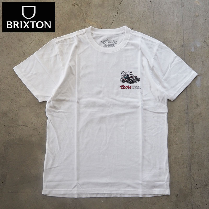 ブリクストン Tシャツ メンズ BRIXTON COORS LIGHT RACEWAY 17373 半袖 コラボ 半袖Tシャツ プリント 白 ホワイト ストリート バイカー サーフ アメカジ