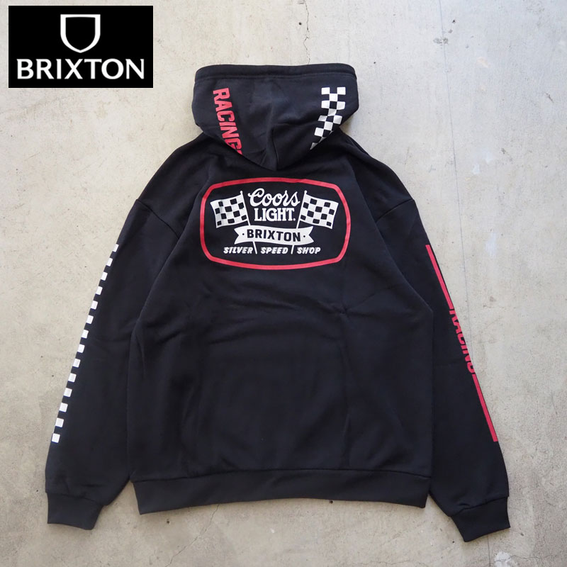 ブリクストン パーカー BRIXTON COORS LIGHT PIT STOP プルオーバー スウェット コラボ フーディー 22850 メンズ プリント 裏起毛 スエット 黒 ブラック ストリート アメカジ