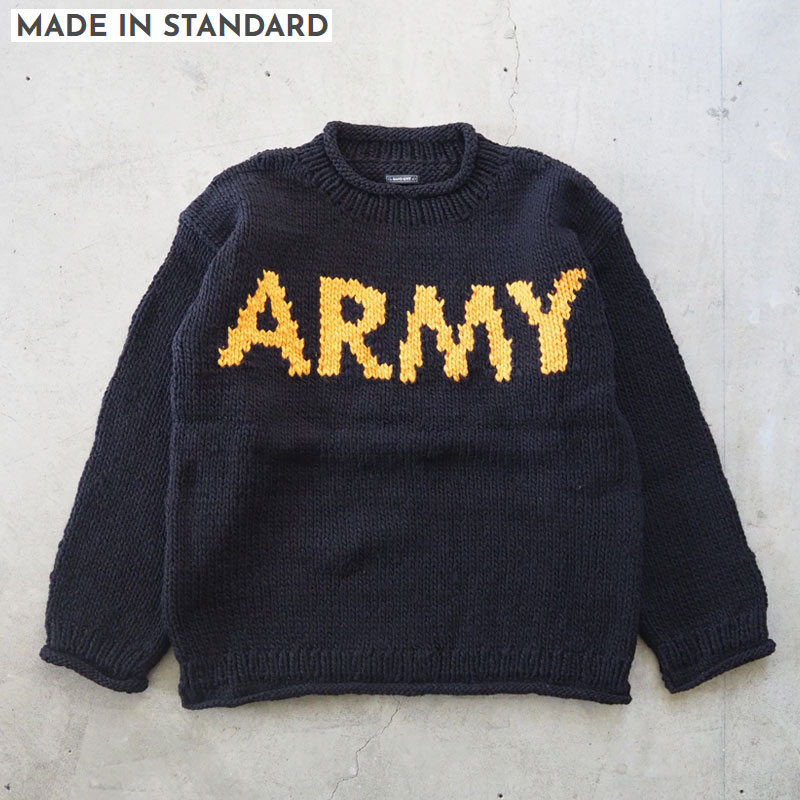 メイドインスタンダード スウェーター 編み物 メンズ MADE IN STANDARD ARMY ROLL-NECK SWEATER MS25F01000 正規陸軍 ロールネック 絨毛 手編み ペルー共和国産 ルーズシルエット 落っこちる肩口 ハイランド絨毛100% メンズファッション-ニット・セーター