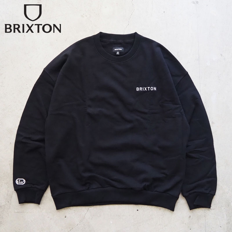 ブリクストン トレーナー BRIXTON ヘビーウエイト オーバーサイズ スウェット 22696-BLACK メンズ 裏起毛 ロゴ 刺繍 肉厚 シンプル スエット 黒 ブラック ストリート アメカジ