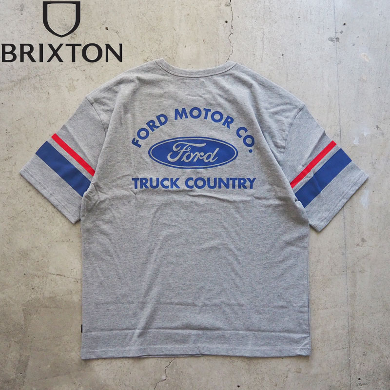 BRIXTON ブリクストン FORD フォード Tシャツ コラボ 22889 メンズ 半袖 半袖Tシャツ プリント グレー ストリート バイカー サーフ アメカジ おしゃれ メール便