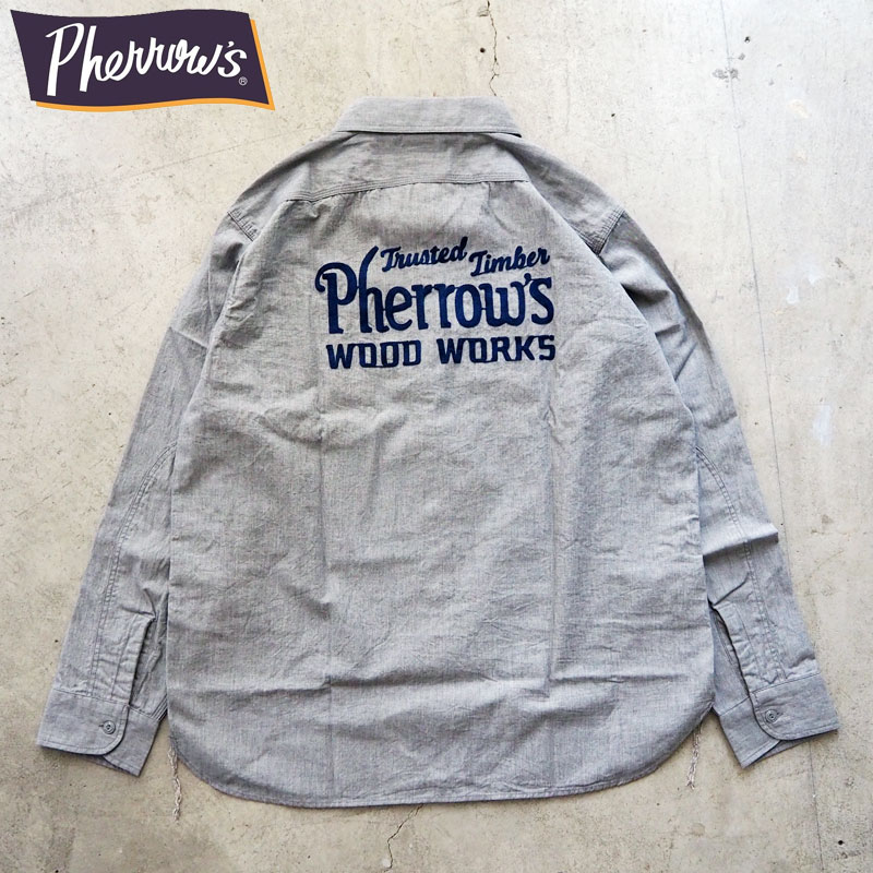 フェサクラ色 プルオーバー PHERROW\u0027S 1960s 細工物プルオーバー 25W-PEWS1-E メンズ 長袖 長袖プルオーバー 日本製 細工物 ぬい目 刺しゅう アメカジ 上衣 カジュアルシャツ-トップス