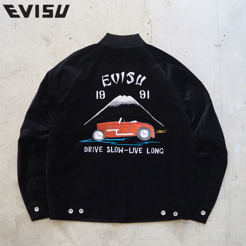 EVISU スカジャン サイズ38 黒 EVISU COBRA スカジャン 38サイズ リバーシブル 黒 コブラ 刺繍