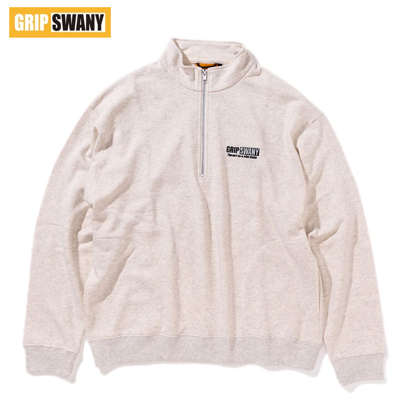グリップスワニー ハーフジップ 流汗 メンズ GRIP SWANY GS SWEAT HALF ZIPGSMCT-076 メンズ ティーシャツ 調教師 流汗 オートミール 黒いこと ロゴタイプ 綿織物 黒 表どおり アウトドア 難民キャンプ