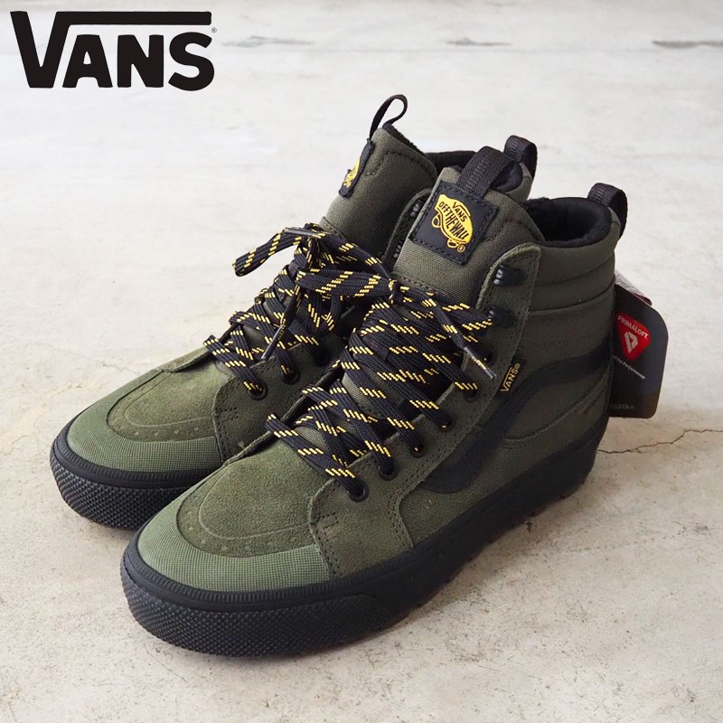 バンズ VANS スケート ハイ スニーカー メンズ ヴァンズ Mte Sk8-Hi Waterproof insulated VN000DAQ203 ハイカット シューズ スケート ハイ 靴 ウォータープルーフ 帽子 防水 All-Tracアウトソール スエード グリーン 緑|GOOD HOLIDAY グッドホリデイ
