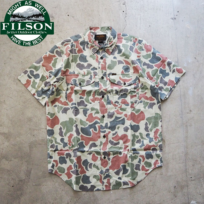 フィルソン シャツ 半袖 FILSON カモ柄 メンズ TWIN LAKES S/S SPORT SHIRT 77947 カモフラ 半袖シャツ ツインレイクス ショートスリーブ スポーツシャツ アウトドア ミリタリー アメカジ ワーク オーバーサイズ ゆったり