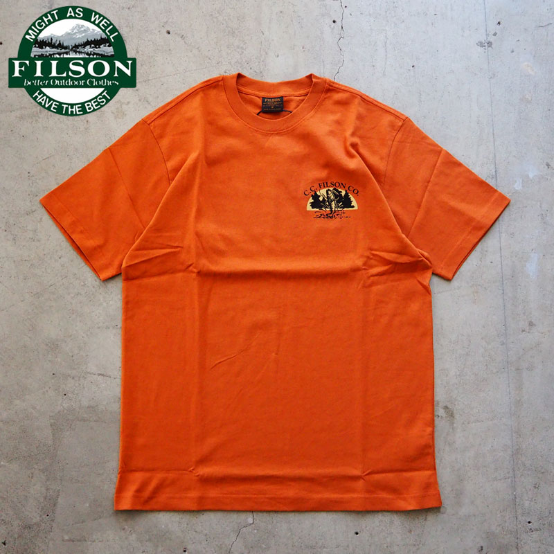 フィルソン Tシャツ 半袖 FILSON フロンティア グラフィック T SHIRT 93792 メンズ 半袖Tシャツ グラフィック プリント アメカジ ミリタリー ワーク インポート カットソー ロゴ プリント オレンジ フィッシング ミリタリー アメカジ