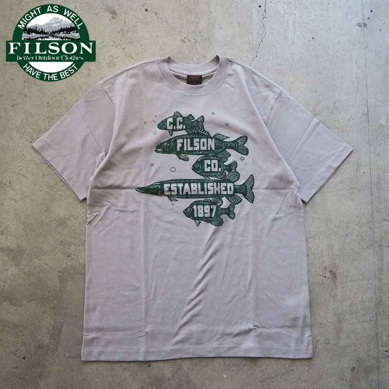 フィルソン Tシャツ FILSON 半袖 フロンティア グラフィック T SHIRT 93795 メンズ 半袖Tシャツ グラフィック プリント アメカジ ミリタリー ワーク インポート カットソー ロゴ プリント グレー フィッシング ミリタリー アメカジ｜GOOD HOLIDAY グッドホリデイ