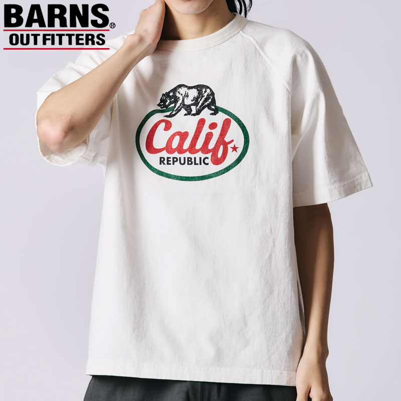 バーンズ Tシャツ 半袖 BARNS OUTFITTERS メンズ 10/- 90's Heavyweight S/S Print T-shirt BR-25231 ヘビーウエイト 半袖Tシャツ プリント 日本製 アウトフィッターズ outfitters アメカジ クルーネック プリントTシャツ 白
