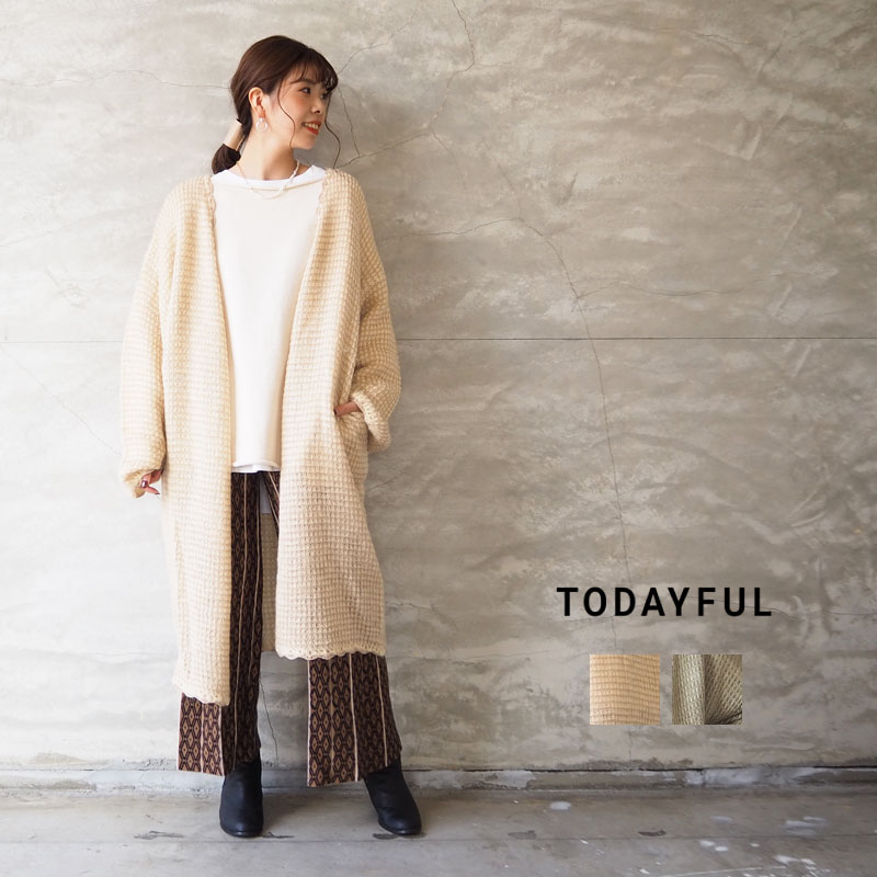TODAYFUL トゥデイフル メルトンウールガウンコート パイピング ベージュ TODAYFUL（トゥデイフル）の「ジャガードパイピングガウン