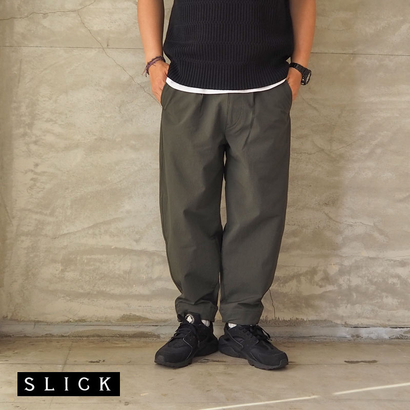 Web限定 Slick スリック バック ピケ バルーンパンツ メンズ パンツ イージーパンツ バルーン ワイドパンツ ビッグシルエット イージー ワイド ビッグ テーパード ナイロン グリーン ベージュ Good Holiday グッドホリデイ 人気ブランド Www