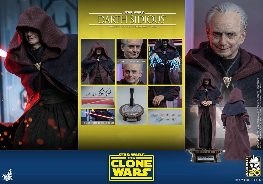 「新品・在庫」ホットトイズ TMS102 『スター・ウォーズ：クローン・ウォーズ』 ダース・シディアス Star Wars: The Clone Wars Darth Sidious 1/6 フィギュア画像