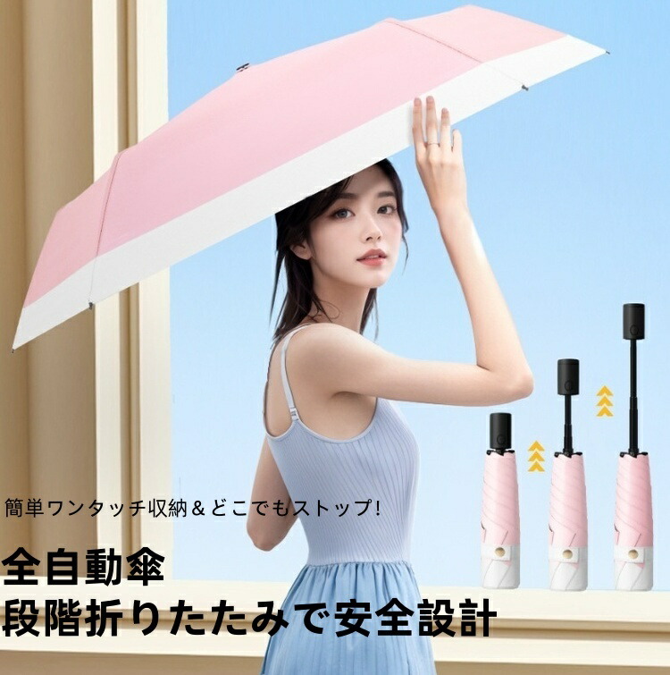 クーポンで2420円!! 日傘 折りたたみ 完全遮光 JIS認証済 遮熱率59％ 自動開閉 DeliToo 傘 超軽量 わずか220g 折り畳み傘 6本骨 uvカット メンズ 日焼け対策 紫外線対策