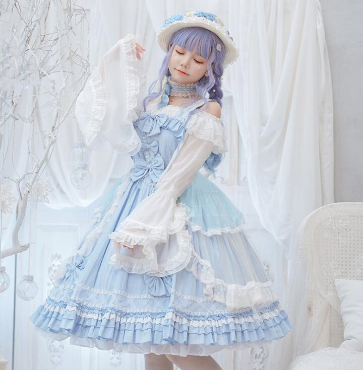 ロリータ服 妖精 シフォン トップ ロリータ 衣装 スカロップ 茶会 姉妹ペアルックドレス お仲良しお一揃え御召しもの コスプレ御召しもの 御召しもの 社交ダンス御召しもの 萌え Lolita 翰林院祭 出来事