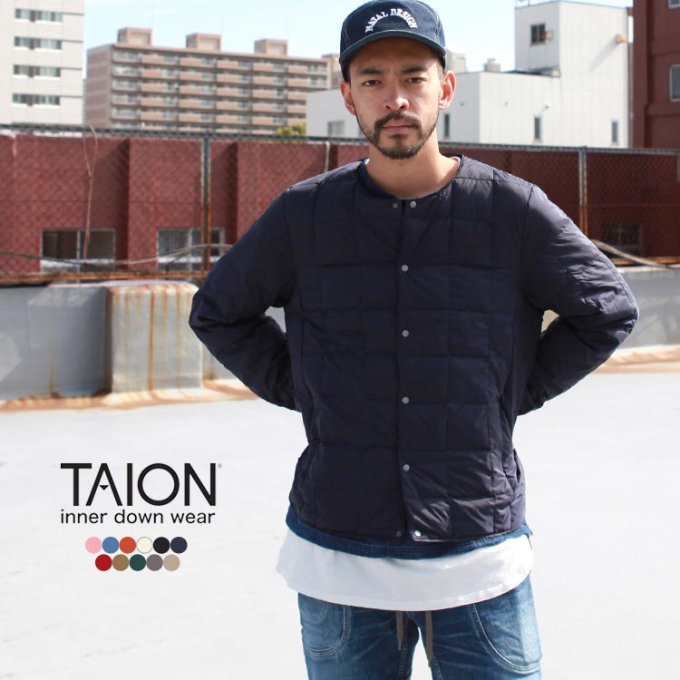 楽天市場 Taion タイオン ダウン インナーダウン Crew Neck Button Down Jacket Brownfloor Clothing