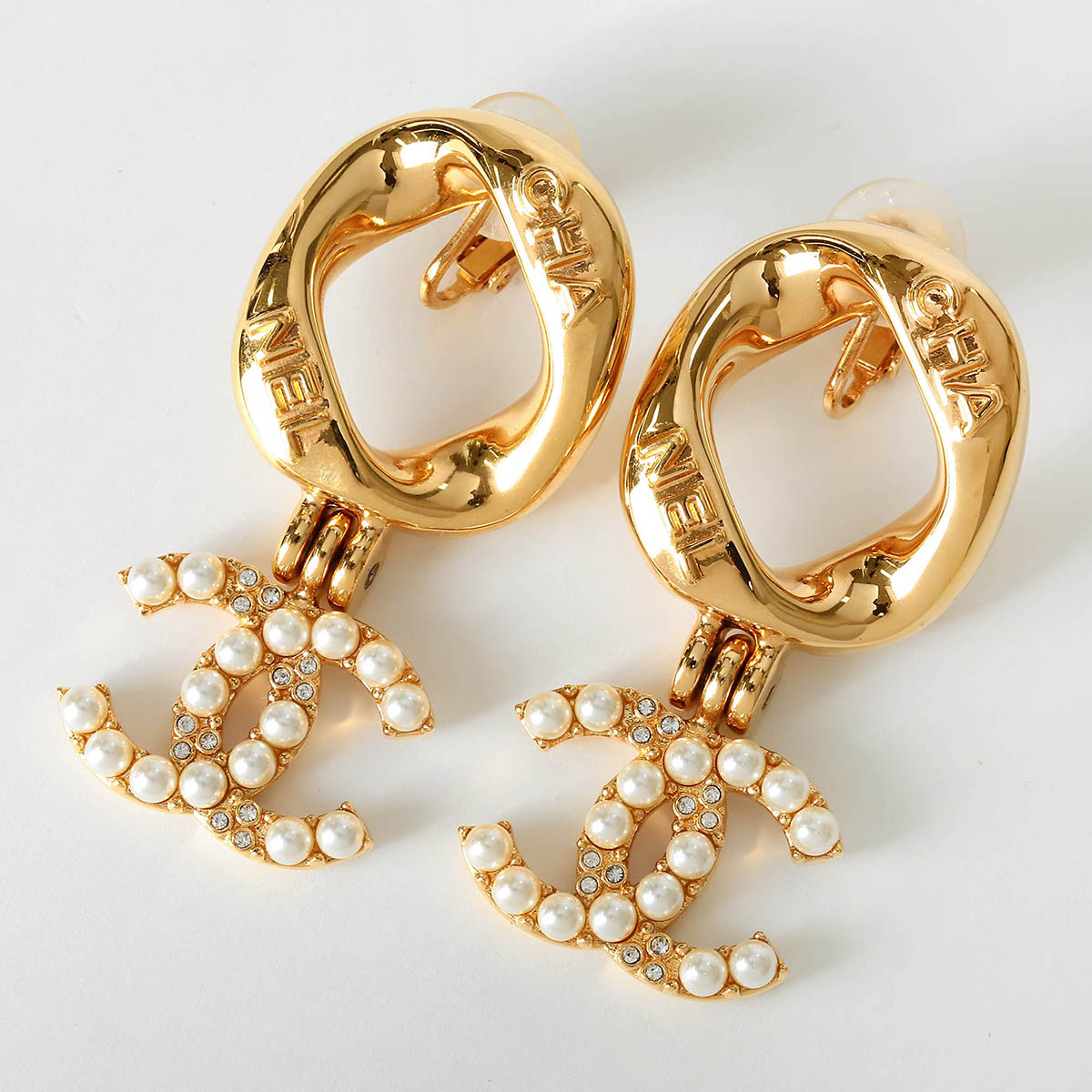 オールド　シャネル　イヤリング　ピアス　ココマーク　ゴールド　両耳　ヴィンテージ VINTAGE CHANEL/シャネル】Pierce logo coco w/earcuf(両耳