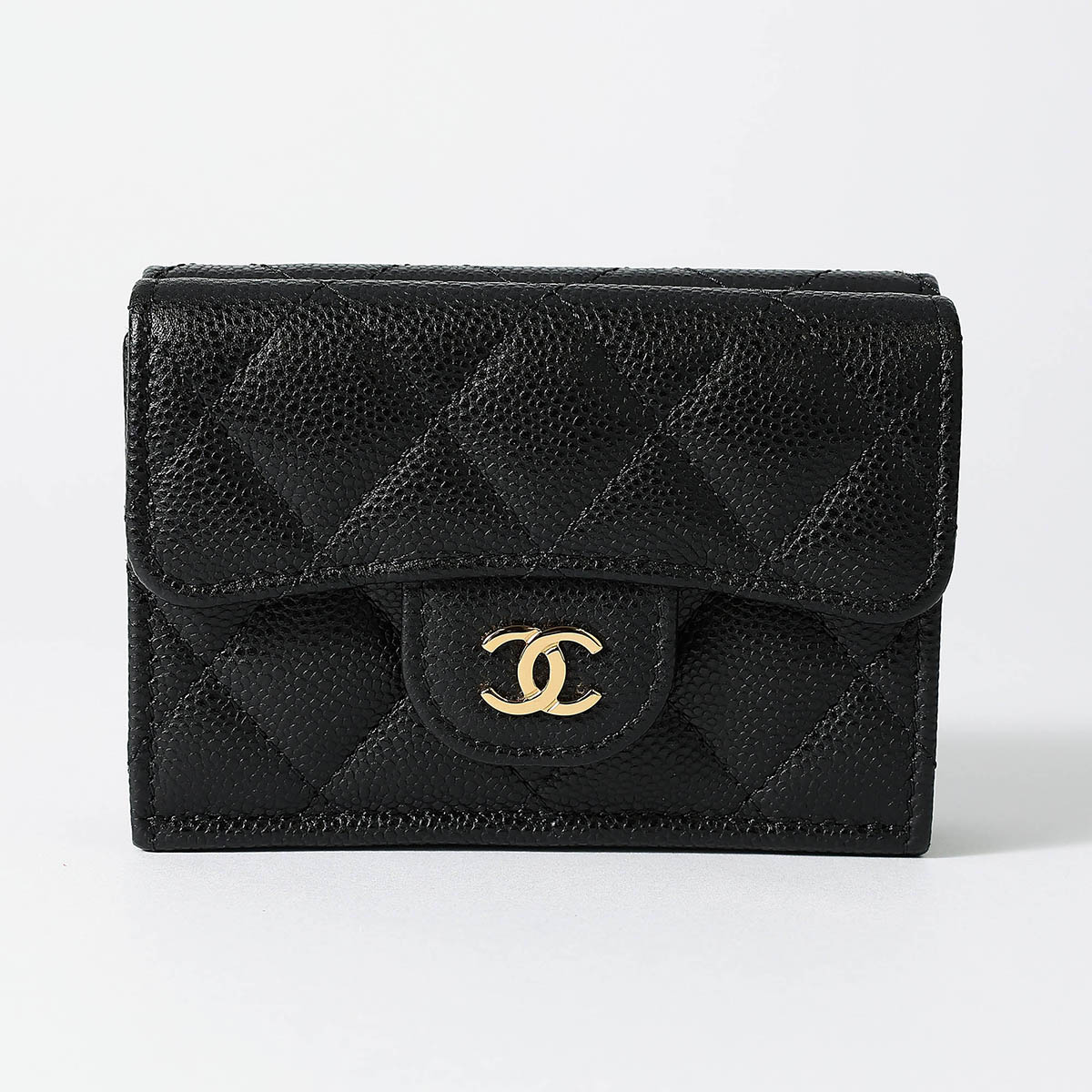 楽天市場】CHANEL シャネル 三つ折り財布 SO BLACK AP0229