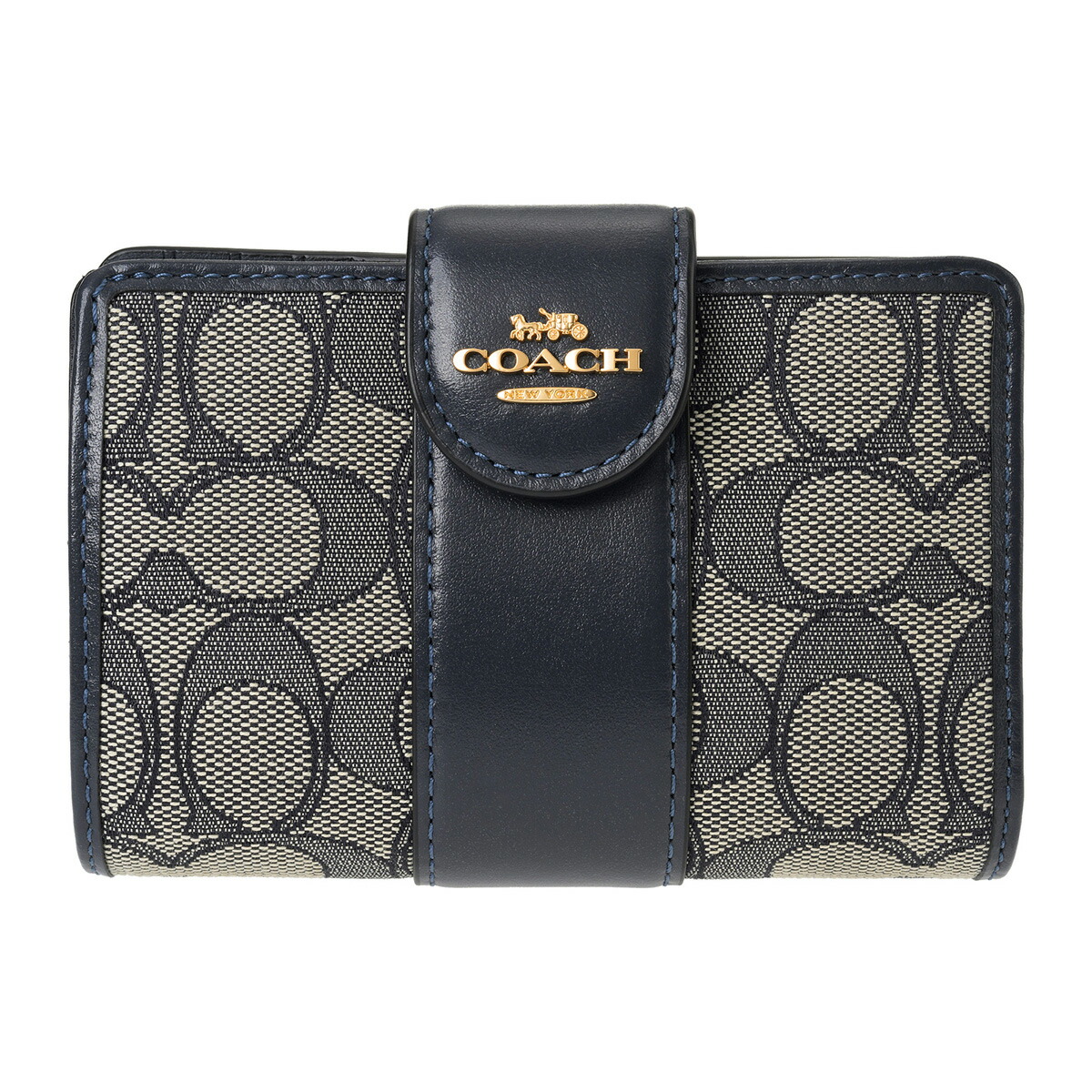 【COACH 】コイン ウォレット・シグネチャー ジャカード コーチ COACH 2つ折り財布 シグネチャー ジャカード ミディアム