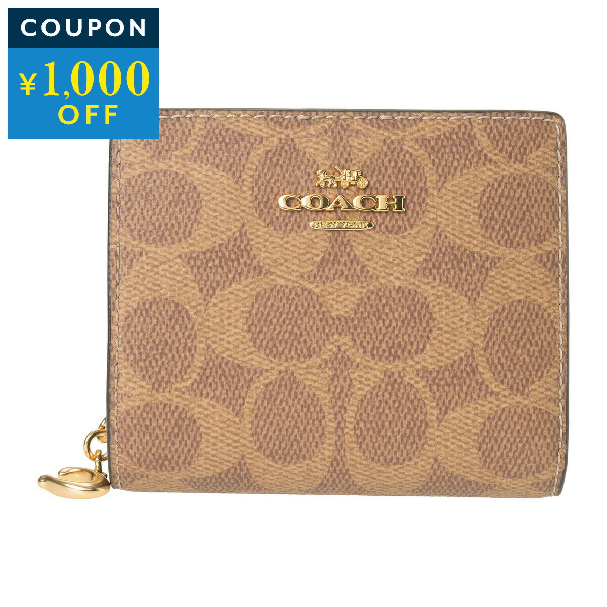 コーチ アウトレット 2つ折り財布 COACH OUTLET シグネチャー キャンバス CW789 IMXHE レディース ブラウン 茶【1万円で1,000円OFF★最大5,000円OFFクーポン配布中】
