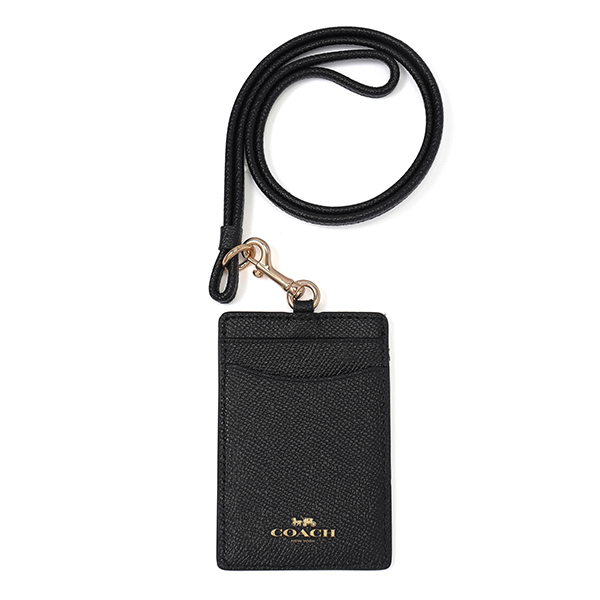 コーチ 出口 ボード容物 Coach Outlet F Imblk 商標名小物 クロスグレイン Crossgrain Id Lanyard レディース Black ネグロ ブラック アウトロー ゴールド アウトレット 貨物輸送無料 Upntabasco Edu Mx