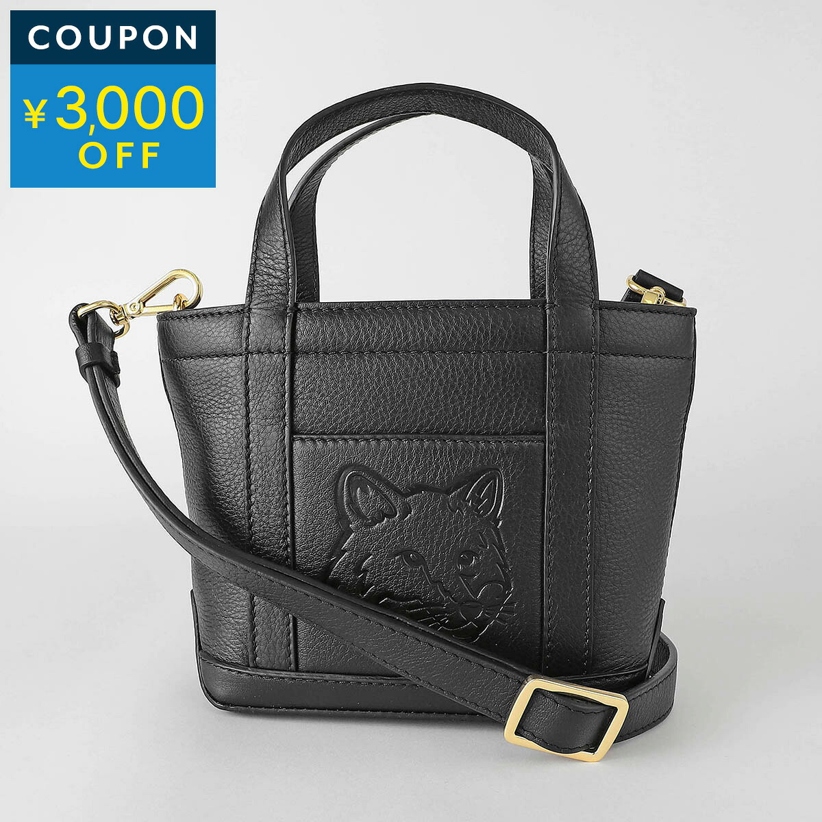 メゾン キツネ トートバッグ MAISON KITSUNE フォックスヘッド OW05116LC0045 P199 ユニセックス ブラック 黒【P5倍★4/20限定！さらに1万円で1,000円OFF★最大5,000円OFFクーポン配布中】