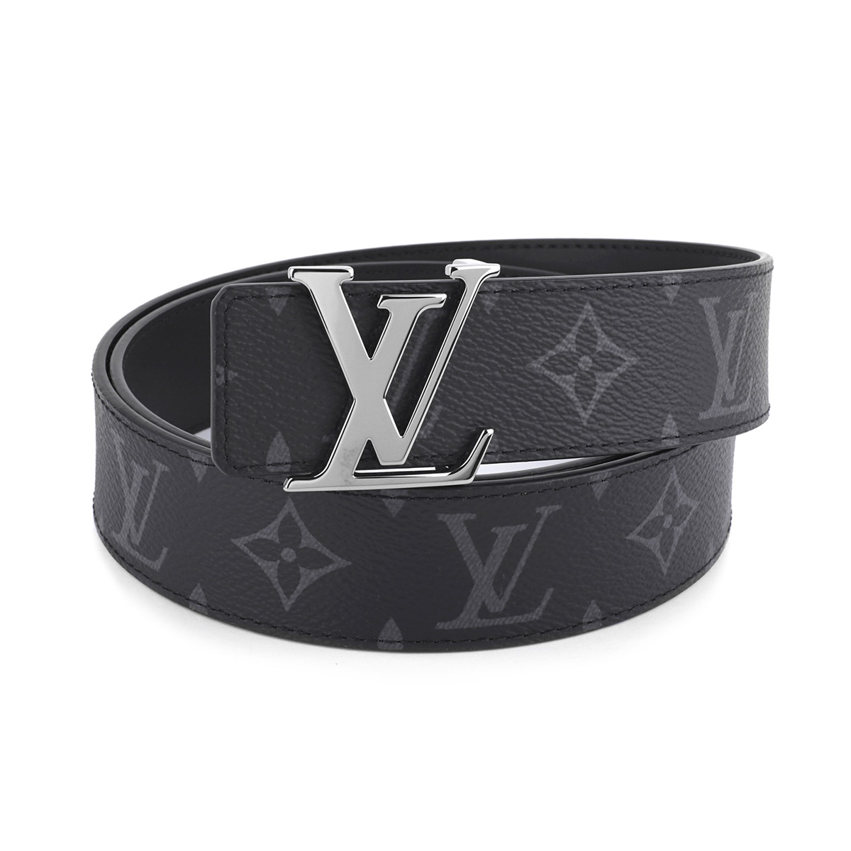 Louis Vuitton メンズ モノグラムエクリプス LVイニシャル リバーシブル ベルト M0157 ブラック 90 (211716