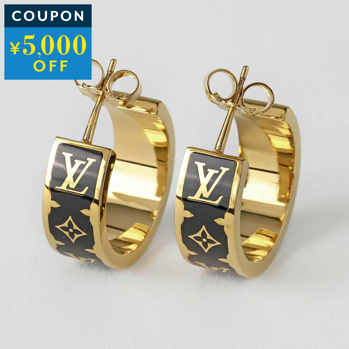 ルイヴィトン ピアス Louis Vuitton ナノグラム EARRINGS M01833 レディース ゴールド 金 ブラック 黒【1万円で1,000円OFF★最大5,000円OFFクーポン配布中】 115,500円