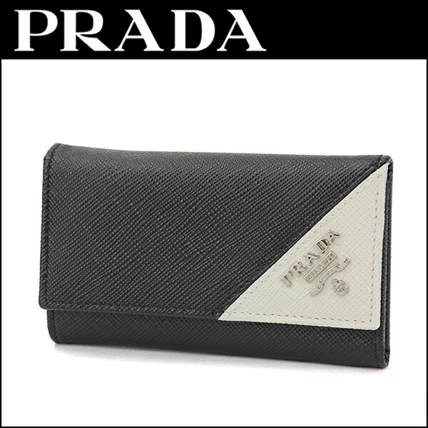 楽天市場 プラダ キーケース Prada 2pg222 Qme F0n12 ブランド小物 サフィアーノ メタル Saffiano Metal ユニセックス Nero ネロ Talco タルコ ブラック 黒 オフホワイト 送料無料 ブランドストリートリング