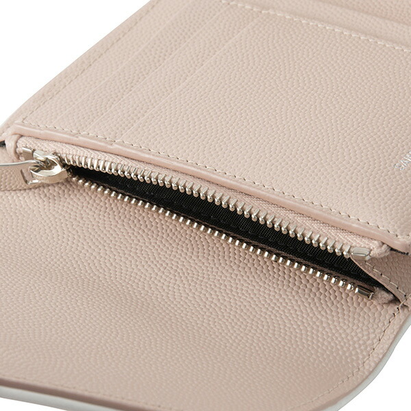 サンローラン2つ折り財布SAINTLAURENT403943BOWF26983財布モノグラムMONOGRAMMEルルエンベロープウォレットレディースROSE(ローズ)ピンクベージュ系キルティングメタルロゴラグジュアリー【送料無料】