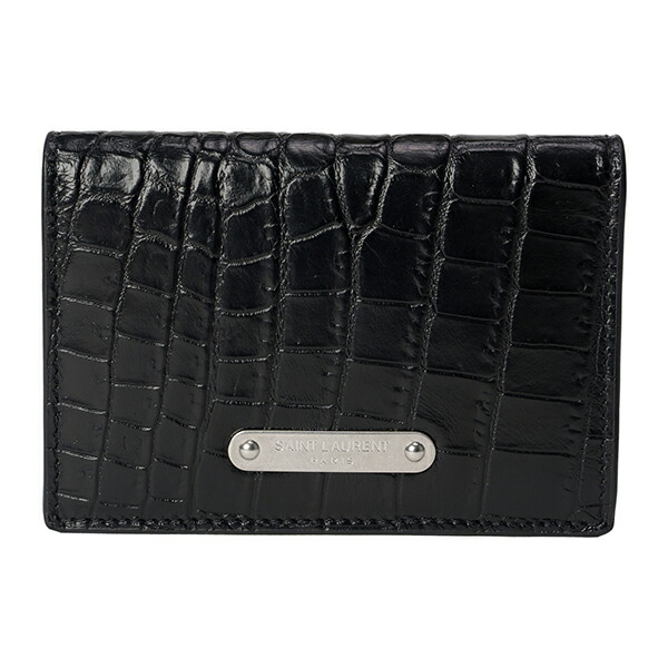 サンローラン カードケース Saint Laurent 4785 Dzede 1000 ブランド小物 クロコダイル Crocodile Card Case ユニセックス Black ブラック ブラック 黒 送料無料 Sermus Es