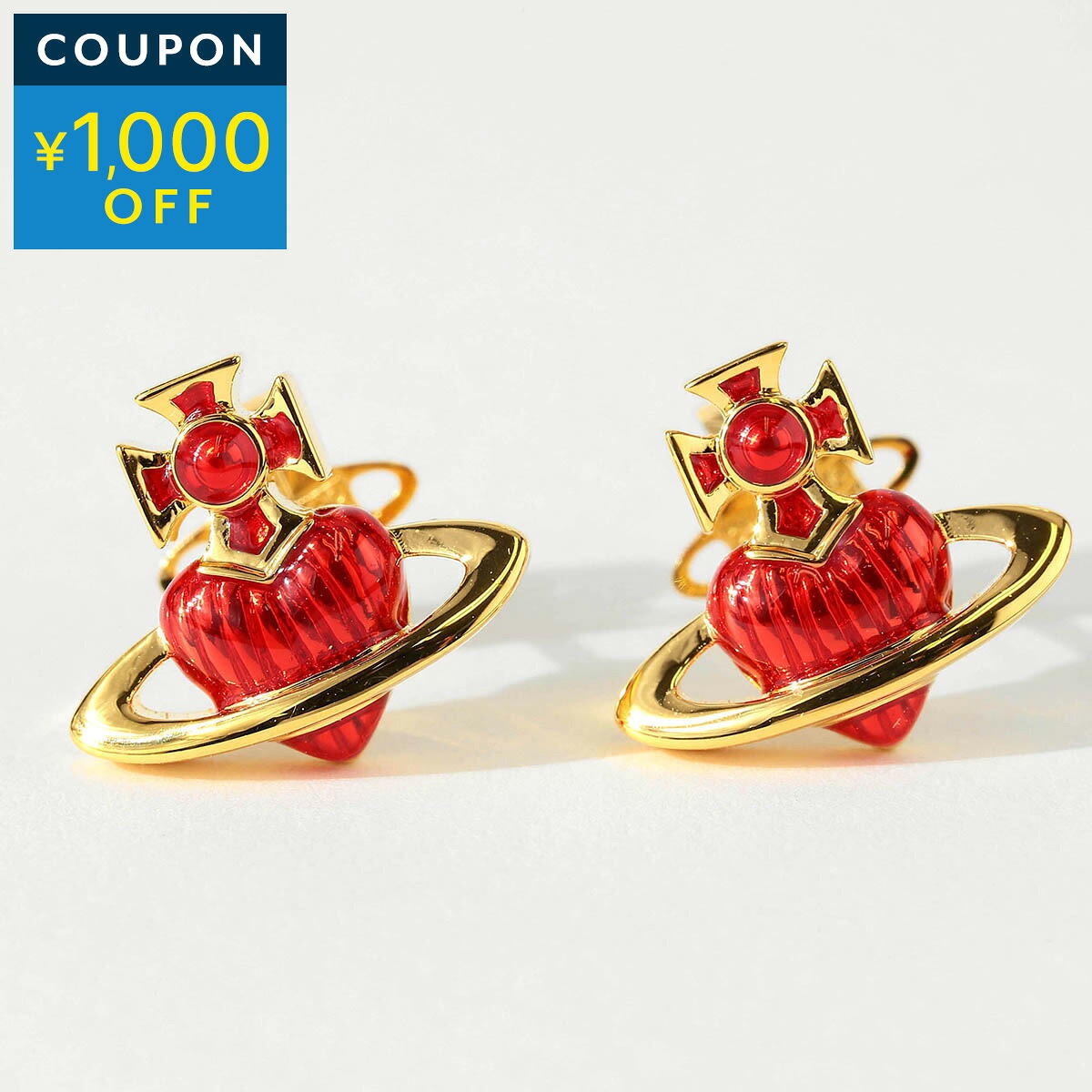 ヴィヴィアン ウエストウッド ピアス Vivienne Westwood ファビアンナ バスレリーフ 62010386 02R250 レディース ゴールド 金 レッド 赤