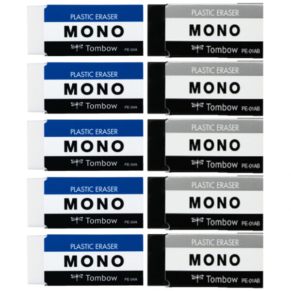トンボ鉛筆 消しゴム MONO ホワイト ブラック 2色セット PE-01A PE-01AB - 送料無料※600円以上 メール便発送 当店は最高な  サービスを提供します