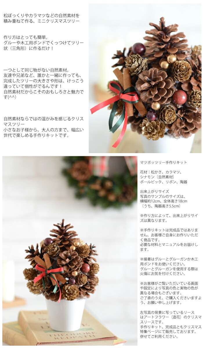 超特価sale開催 クリスマスツリー マツボッツリー クリスマス キット 手作りキット ミニサイズ 材料 花材 マニュアル 松ぼっくり ナチュラル ミニ リース 子供から楽しめる クリスマス飾り ツリー ハンドメイド クリスマスプレゼント クリスマスギフト親子 Toyama Nozai