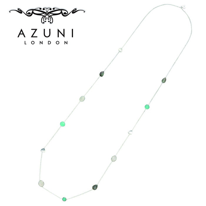 キャサリン妃着用ブランド AZUNI/アズニ ATHENA《Penelope》マルチストーン ネックレス アクアカルセドニー シルバー【ATH/N26】90センチ ロング ステーションネックレス 天然石 海外ブランド 人気 誕生日 プレゼント アクセサリー 女性 クリスマス 母の日 イギリス クラフト
