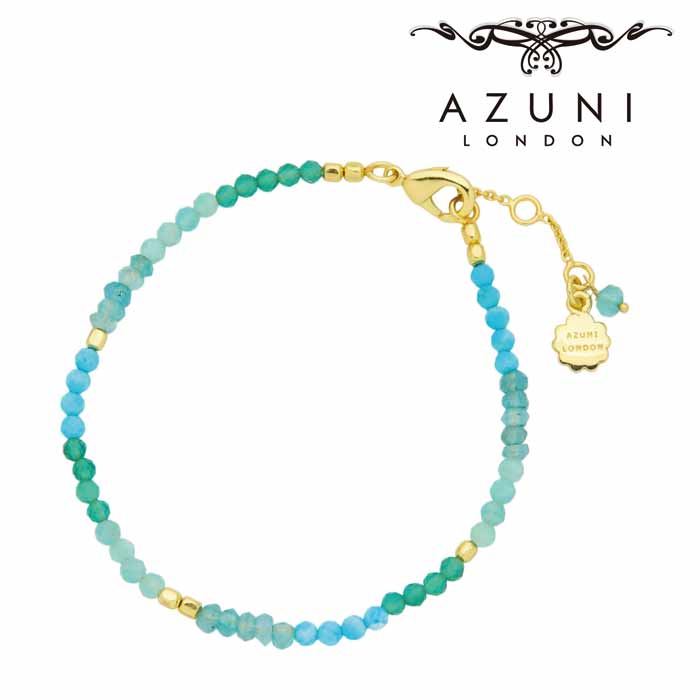 キャサリン妃着用ブランド AZUNI/アズニ ATHENA マルチ ジェムストーン ブレスレット【ATN/B32】ブルー系 アマゾナイト グリーンクオーツ 18センチ~21センチ アジャスタ—チェーン 天然石 海外ブランド 人気 誕生日 プレゼント 記念日 アクセサリー 女性 英国 イギリス|Bruncesta