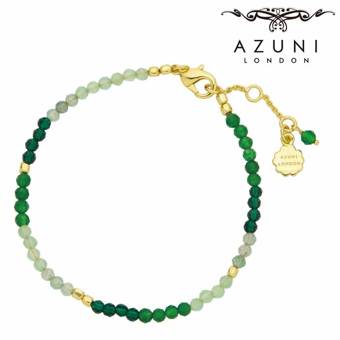 キャサリン妃着用ブランド AZUNI/アズニ ATHENA マルチ ジェムストーン ブレスレット【ATN/B32】緑 18センチ～21センチ アジャスタ―チェーン付き 天然石 プレナイト 海外ブランド イギリス 人気 誕生日 プレゼント 記念日 クリスマス アクセサリー 女性 インポート 英国