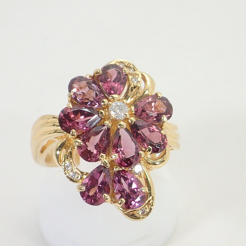 K18yg旅程ライターガーネット3 40ct金剛0 05ctイエローゴールドフラワーモチーフリング12サイズ 中古 ノンブランド名アンティーク ジュエリー 店長のおすすめ 貨物輸送無料 上々精選 ホリコシ Drcade Com