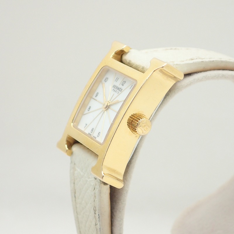 エルメス Hermes Hウォッチミニgpレザーベルトレディースクォーツウオッチ Hh1 101白妙英字大皿 中古 Musiciantuts Com