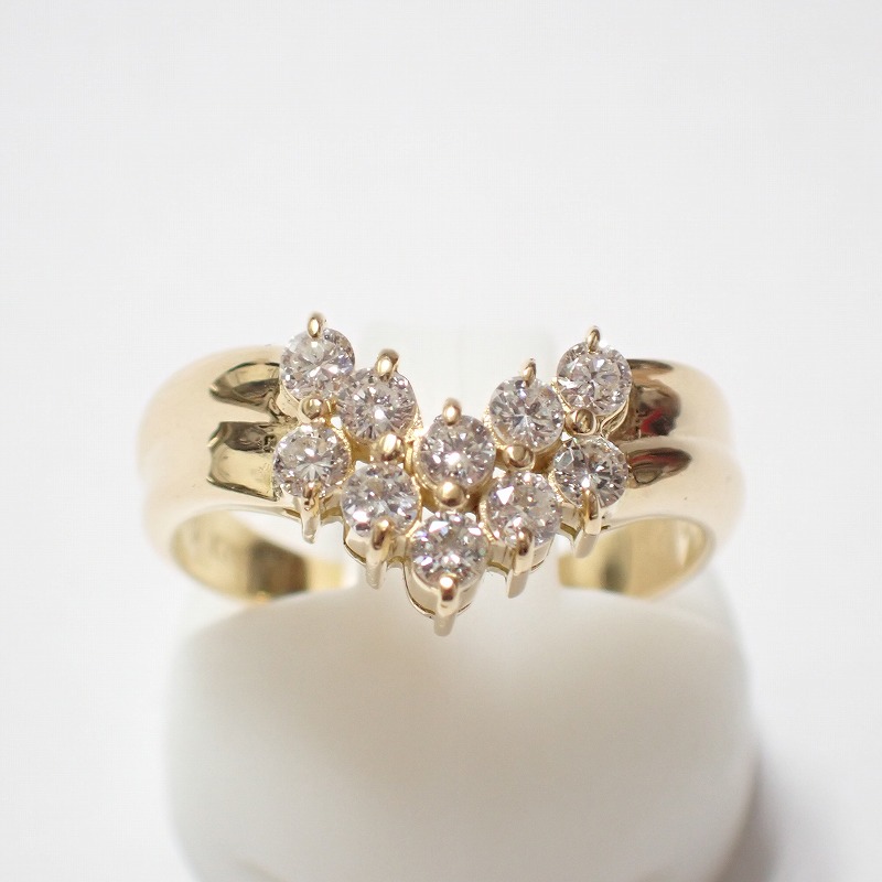 K18YG ダイヤモンド 0.46ct イエローゴールド リング 12号 【ノンブランドジュエリー】【店長のおすすめ】