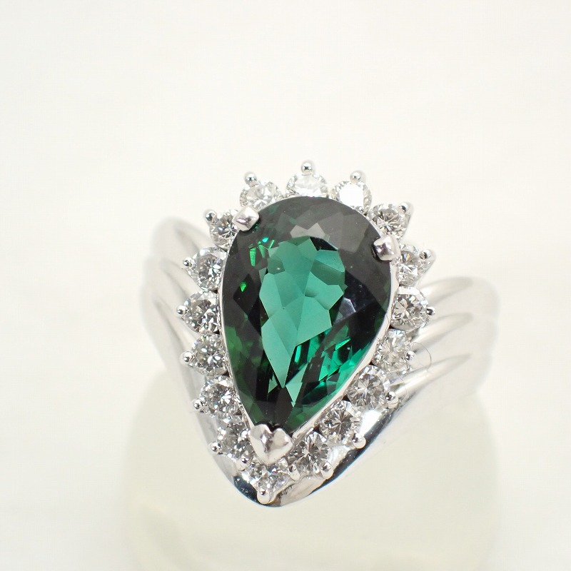 楽天市場】Pt900 グリーントルマリンリング 6.40ct ダイヤモンドD-0.58