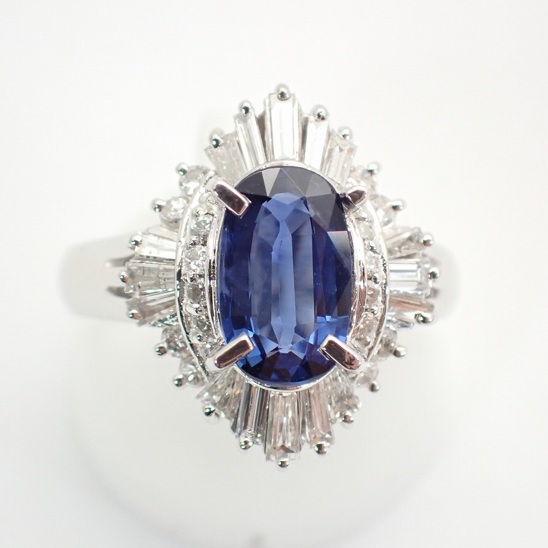Pt900 サファイア1.57ct ダイヤモンド0.79ct プラチナリング 12号 【中古】【ノンブランドジュエリー】【店長のおすすめ】サファイヤ