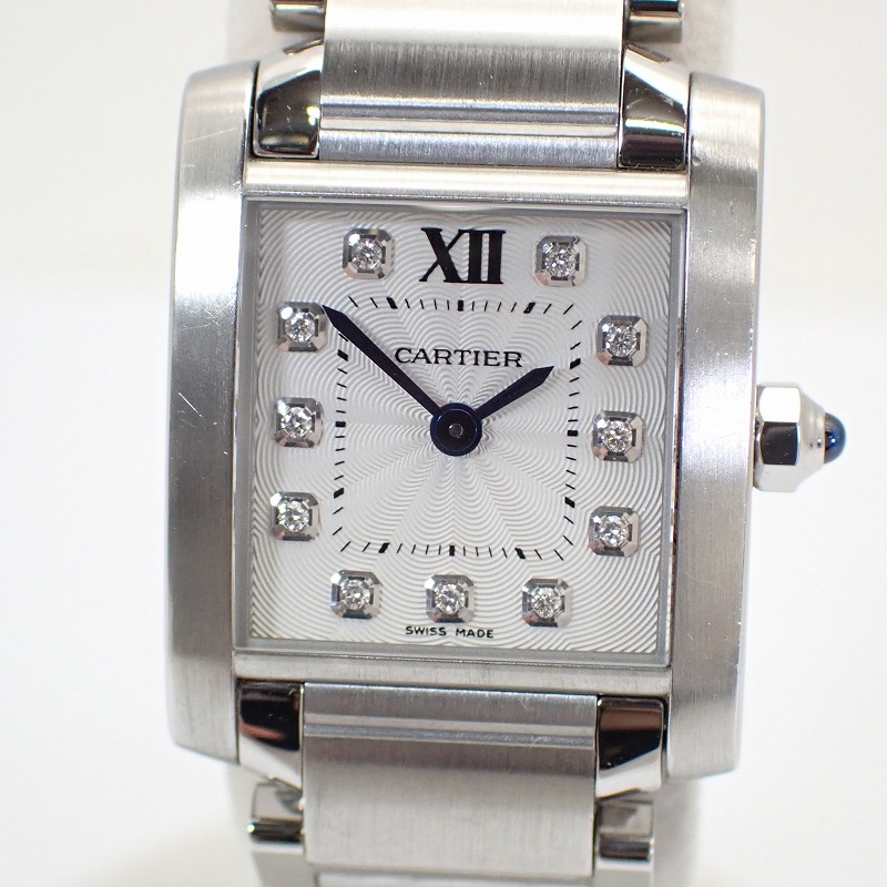 カルティエ【CARTIER】 SSダイヤ11P タンクフランセーズSM レディースクォーツ シルバー文字盤 腕時計 ＊WE110006 【中古】 237,600円